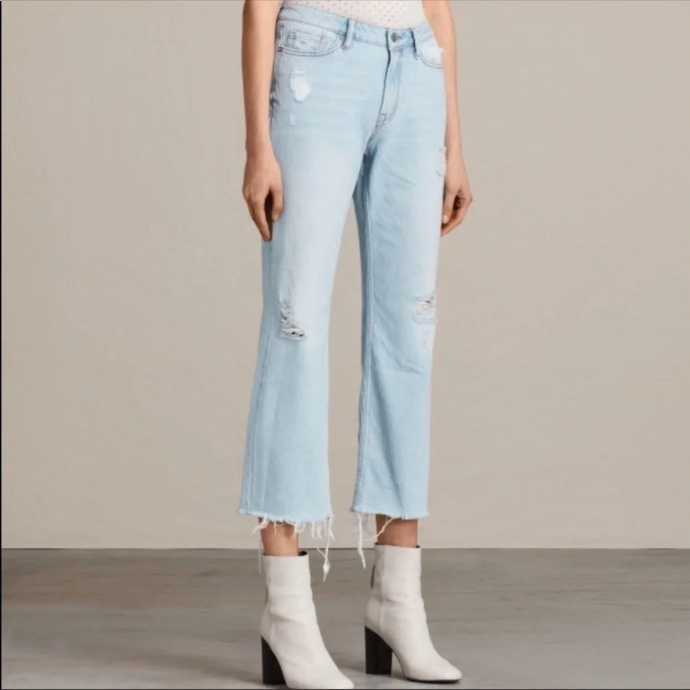 All Saints Flare Cropped Jeans indigo blue 26